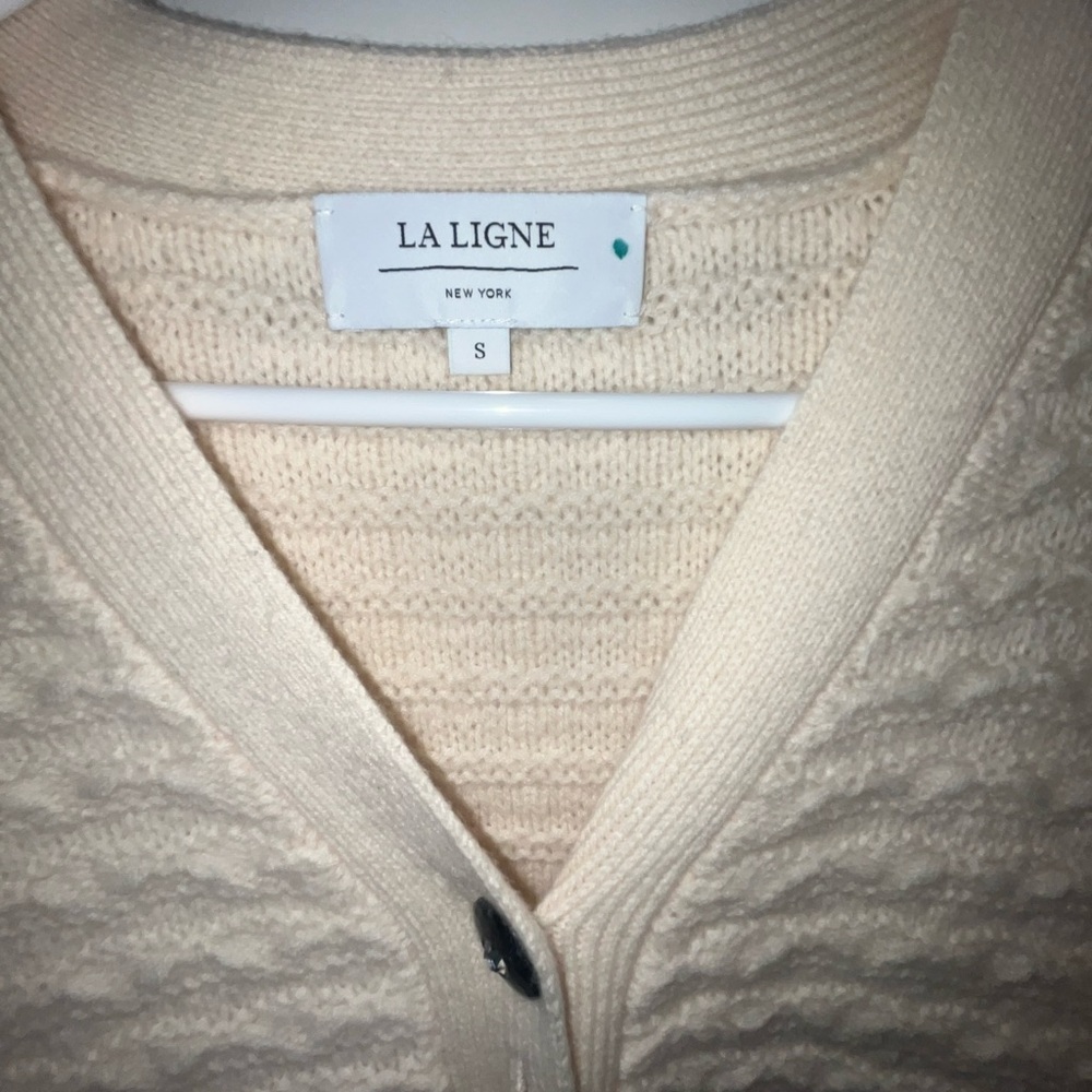 La Ligne wool and cashmere blend cardigan in cream. - Picture 3 of 4